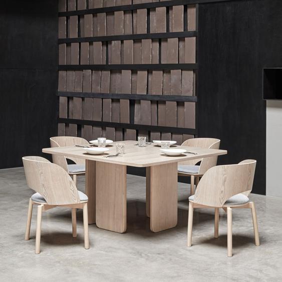 Arq - Table à manger carrée en bois 137x137cm - Couleur - Bois clair