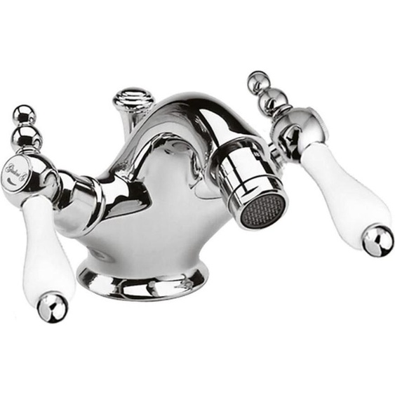 Art Nouveau Rétro Robinet de bidet Salle de bains Robinet de lavabo Argent / Blanc H. 10,5 cm - Qualité de luxe