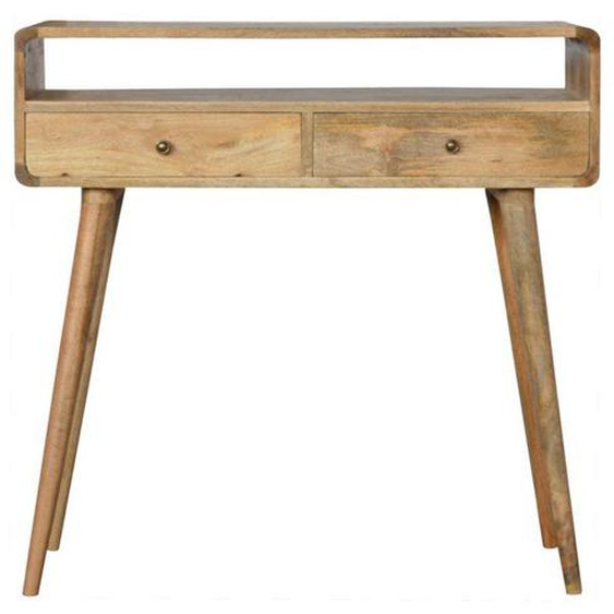 Artisan Furniture Table console courbée en bois massif chêne avec fente ouverte, salon ou couloir