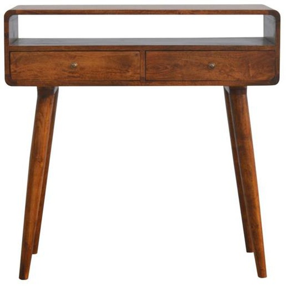 Artisan Furniture Table console courbée en bois massif noyer avec fente ouverte, affichage moderne pour lentrée
