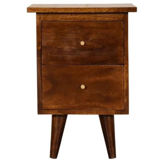 Artisan Furniture Table de nuit en bois massif noyer avec 2 tiroirs, table de nuit chevet