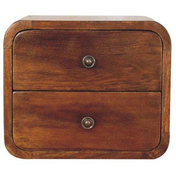 Artisan Furniture Table de nuit flottante mini en bois massif noyer avec 2 tiroirs, chambre chevet