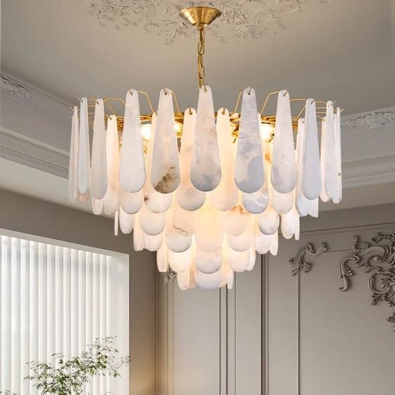 Artpad Lampe suspendue en marbre français moderne en cuivre E14 LED lustre de gouttelettes deau pour salon salle à manger chambre décor à la maison lumières