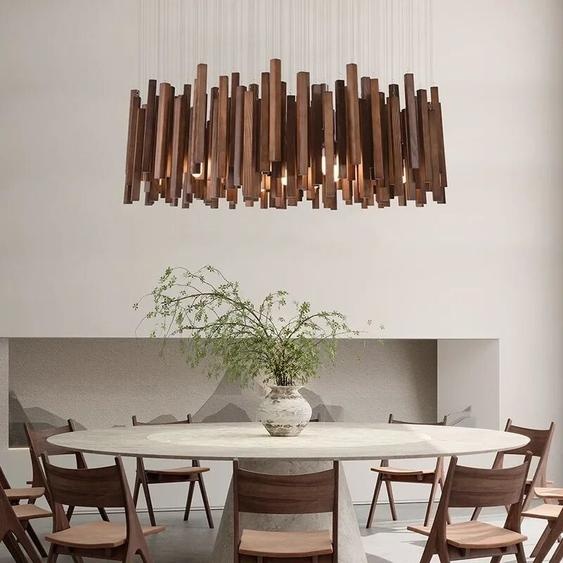 Artpad Plafonnier LED Suspendu en Bois Massif au Design Rétro, Luminaire Décoratif dNik, Idéal pour un Salon, une Salle à Manger, une Cuisine ou une Table de Ferme