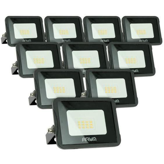 Arum Lighting - Lot de 10 projecteurs led 10W IP65 extérieur Température de Couleur: Blanc neutre 4000K