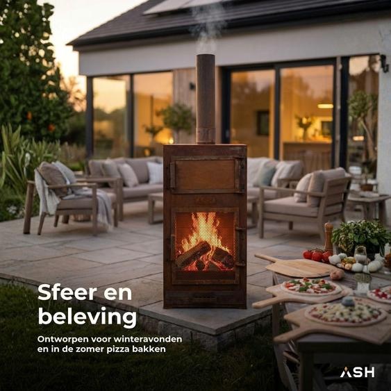 ASH - Forno - 2 en 1 - Four à pizza / Cheminée dextérieur - Acier Corten