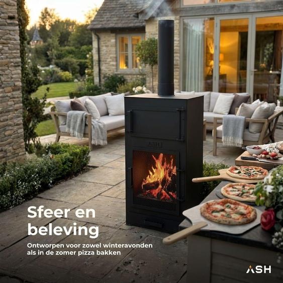 ASH - Forno - 2 en 1 - Four à pizza / Cheminée dextérieur - Noir