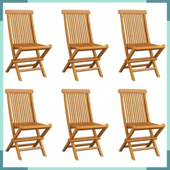 ASHATA Chaises pliables de jardin 6 pcs Bois de teck solide -FHE3065527