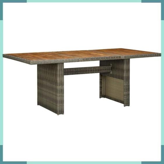 ASHATA Table de jardin Marron Résine tressée et bois dacacia massif -FHE313314