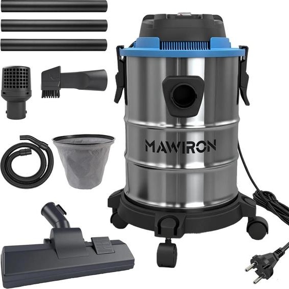 Aspirateur, acier inoxydable, fonction humide et sec, 20 l