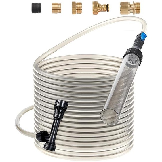 Aspirateur daquarium VEVOR, nettoyeur de gravier pour aquarium, 15 m de tuyau en PVC, nettoyeur de gravier pour aquarium, nettoyeur daquarium à siphon, 3 types dadaptateurs en laiton, pour nettoyer le gravier et le sable dans laquarium