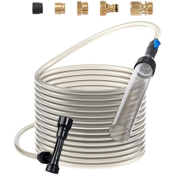 Aspirateur daquarium VEVOR, nettoyeur de gravier pour aquarium, tuyau PVC de 7,6 m, nettoyeur de gravier pour aquarium, nettoyeur daquarium à siphon, 3 types dadaptateurs en laiton, pour nettoyer le gravier et le sable dans les aquariums