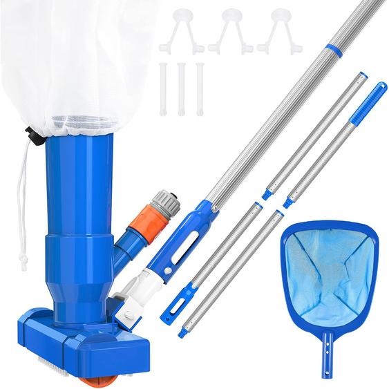 Aspirateur de fond de piscine avec tige télescopique en aluminium 140cm, Kit aspirateur de fond de piscine