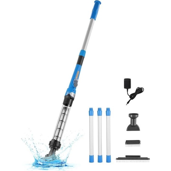 Aspirateur de piscine rechargeable 32 L/min avec tige de rallonge - Nettoyeur de piscine - Appareil dentretien de piscine