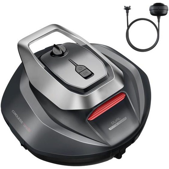 Aspirateur de piscine sans fil, rose - 90 minutes dautonomie - Surface de nettoyage : 80 m² - Matériau : PVC