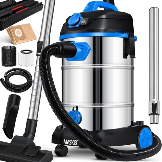 Aspirateur industriel Masko® Aspirateur eau et poussière en acier inoxydable max. 1800 W