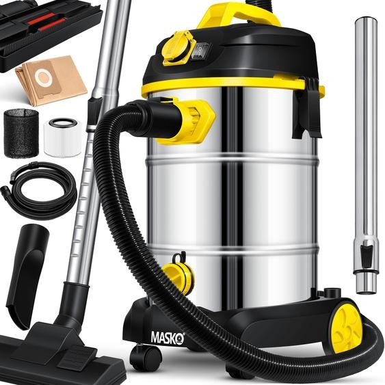 Aspirateur industriel Masko® Aspirateur eau et poussière en acier inoxydable max. 1800 W
