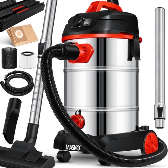 Aspirateur industriel Masko® Aspirateur eau et poussière en acier inoxydable max. 1800 W