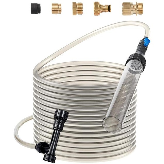 Aspirateur pour aquarium VEVOR, tuyau en PVC de 9 m, aspirateur à gravier pour aquarium, nettoyeur daquarium à siphon, 3 types dadaptateurs en laiton, pour nettoyer le gravier et le sable dans laquarium