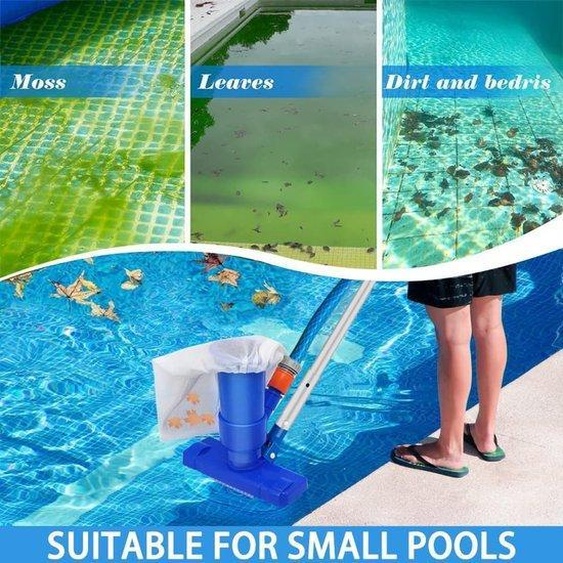 Aspirateur pour piscine, aspirateur avec tige en aluminium de 1,5 m, aspirateur de fond pour piscine