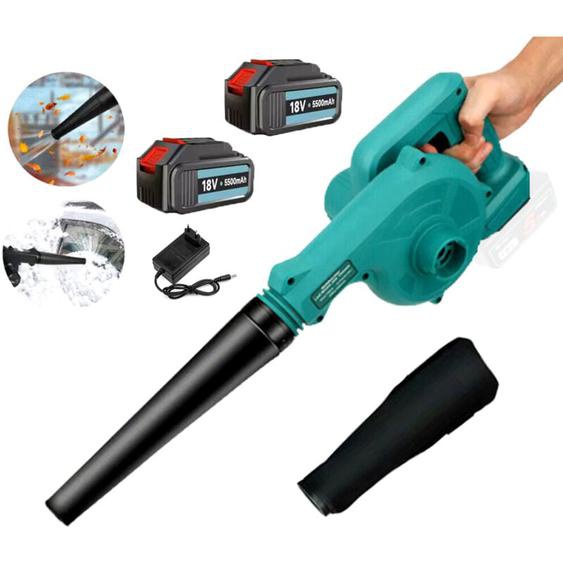 Aspirateur souffleur batterie, aspirateur électrique de chantier 130 MPH, 2 en 1, avec 2x batterie 5.5 A et chargeur rapide, compatible avec batterie