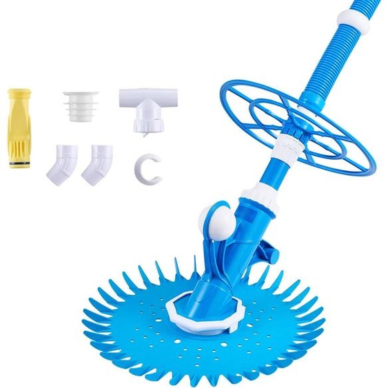 Aspirateurs et nettoyeurs de piscine - Aspirateur automatique pour fond de piscine - Pour piscines enterrées et hors sol - Jusquà 6,1 x 10,7 m - Avec 12 tuyaux - Raccord skimmer - Autopropulsé - Bleu