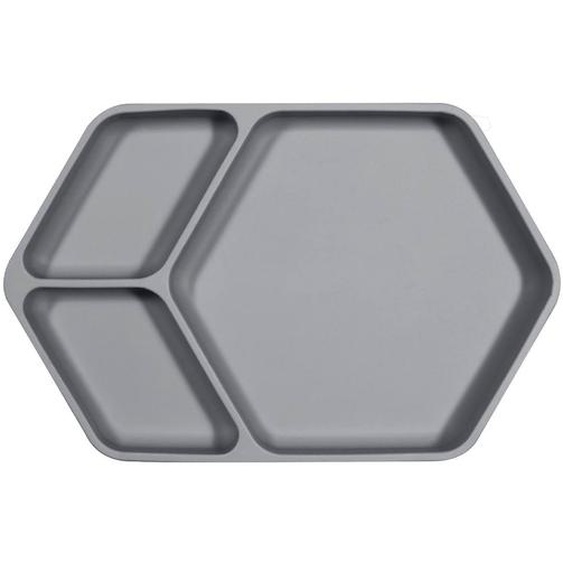 Assiette À Compartiments Avec Ventouse Gris Foncé