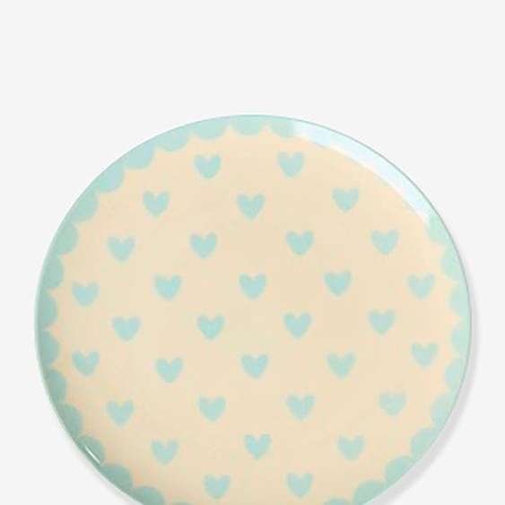 Assiette à dessert FAVORITE HEARTS enfant petit modèle rice Red Kiss bleu ciel