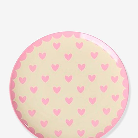 Assiette à dessert FAVORITE HEARTS enfant petit modèle rice Red Kiss rose