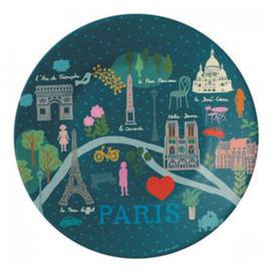Assiette a dessert plan Paris bleue