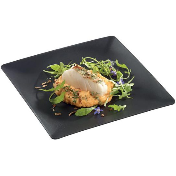 Assiette carrée en polypropylène noire 25 x 25 cm - Lot de 10