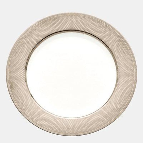 Assiette de présentation en porcelaine finition platine - GUILLOCHÉ