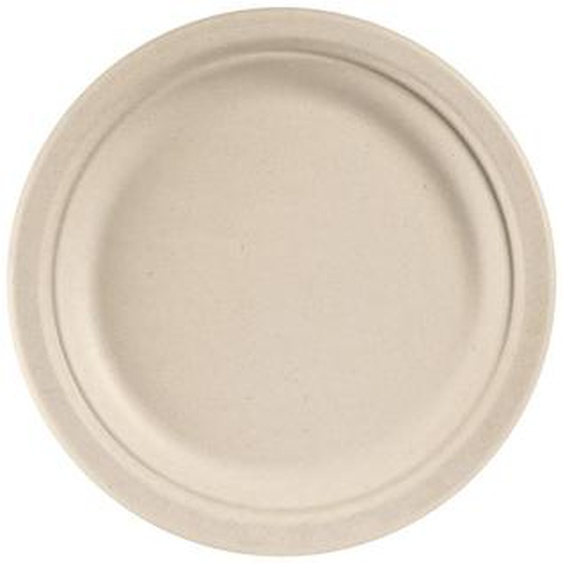 Assiette en carton de 22 cm - Marron - Lot de 50