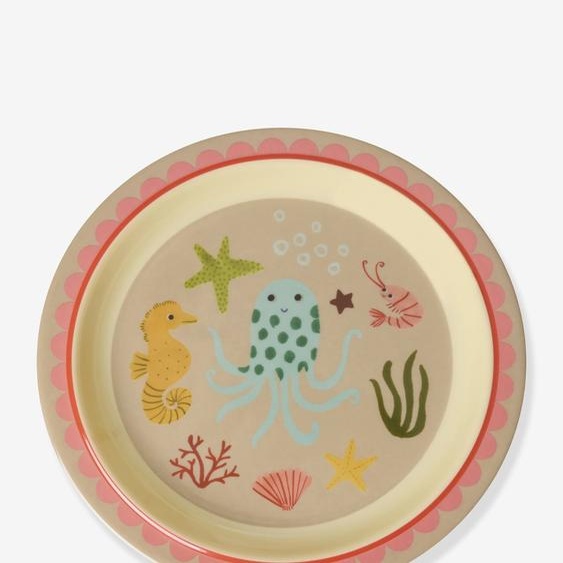 Assiette enfant en mélamine CORAL OCEAN rice beige