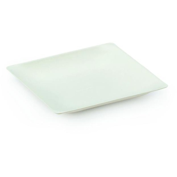 Assiette jetable carrée biodégradable en canne à sucre 11 x 11 cm - Blanc - Lot de 100