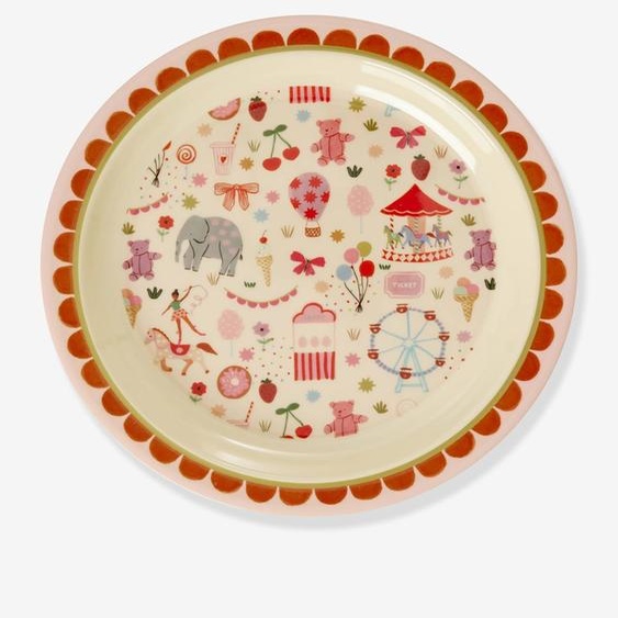 Assiette mélamine FUN FAIR rose 22 cm rouge