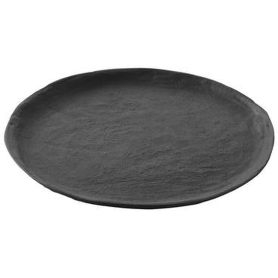Assiette plate à dessert Yli en céramique noire brute Ø21 cm