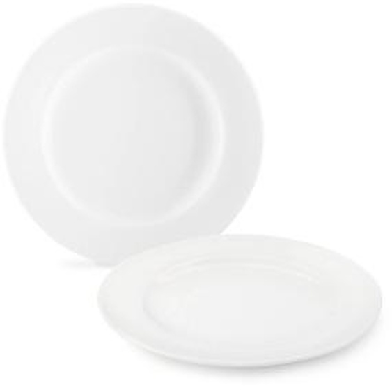 Assiette plate en porcelaine diamètre 27 cm - Blanc - Lot de 12