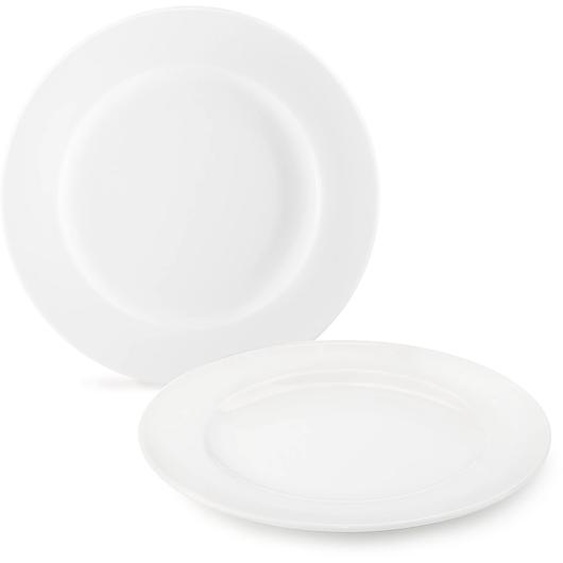 Assiette plate en porcelaine diamètre 27 cm - Blanc - Lot de 12