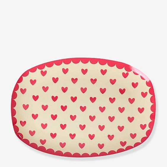 Assiette rectangulaire FAVORITE HEARTS enfant petit modèle rice Red Kiss rouge