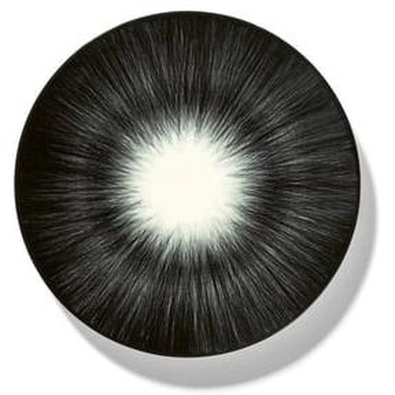 Assiette ronde en porcelaine Dé Ø14 cm blanc cassé et noir Variation 5
