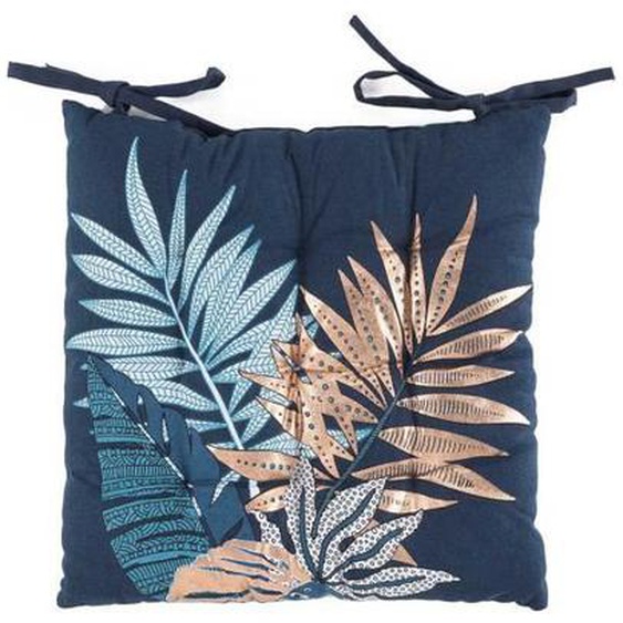 Coussin de chaise - Alianor - 40 x 40 cm - Matelassé - 100% Coton - Bleu