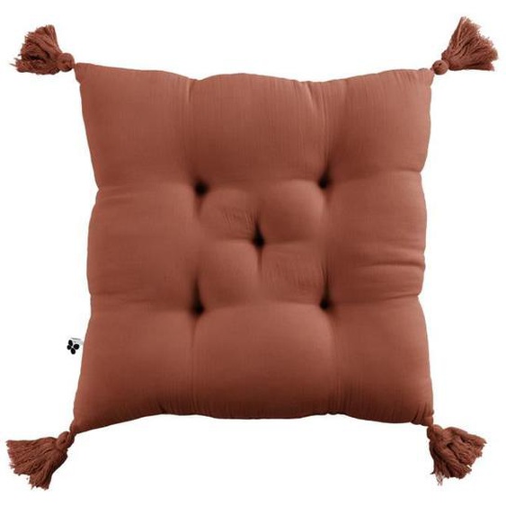 Assise matelassée - LEFFET PAPILLON - Gaze de coton - Terracotta - 40x40cm