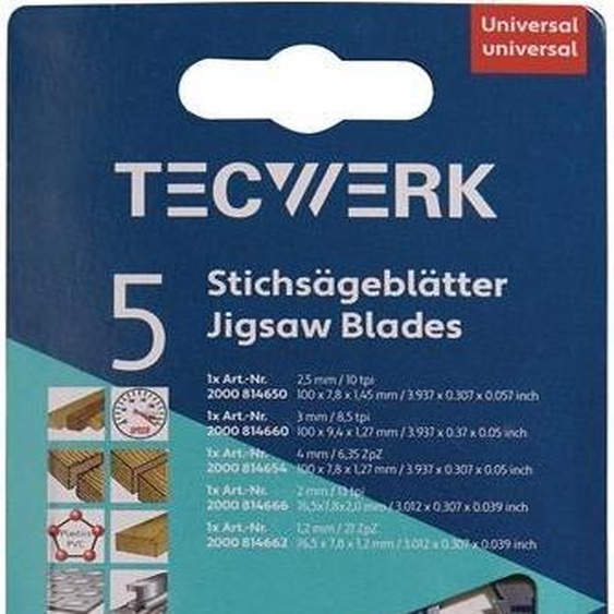 Assortiment de lames de scie sauteuse 5 pièces pour le bois / le métal
