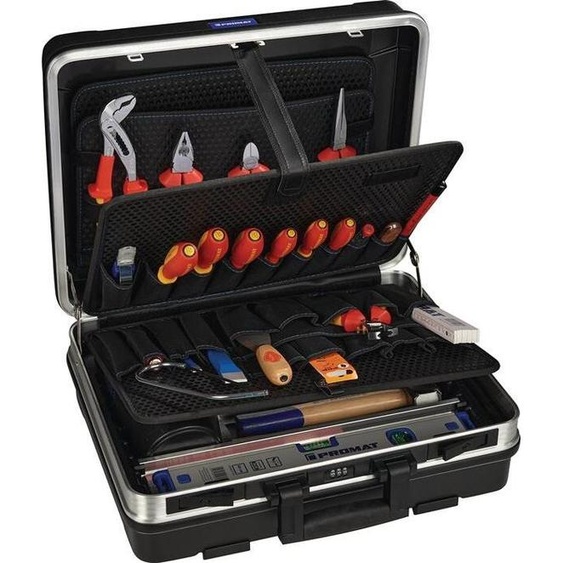 Assortiment doutils 46 pcs. mallette avec cadre en aluminium pour électricien