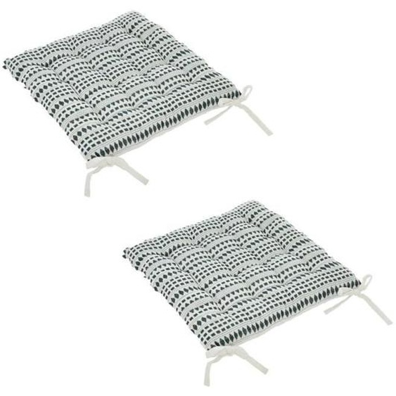 Atmosphera - Lot de 2 galettes de chaise rectangulaire Tavares - 38 x 38 cm - Bleu nuit