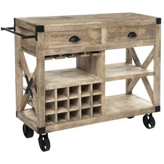 Atmosphera - Meuble bar en bois SILAS - Beige