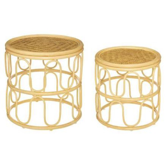 Tables dappoint gigognes - ATMOSPHERA - Beige - Rotin et Bambou - Empilables - Design contemporain