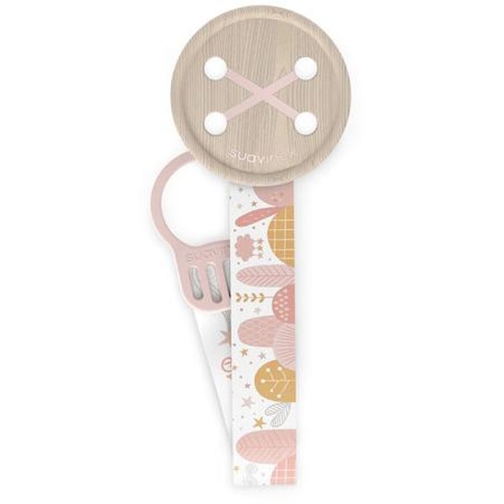 Attache-sucette Avec Ruban Textile Rose