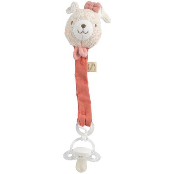 Attache -tétine En Coton Bio Et Bouclette - Petit Soleil Rose